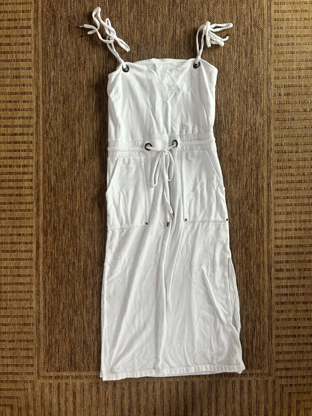 veronica beard karla terry cover up dress in white | size large
